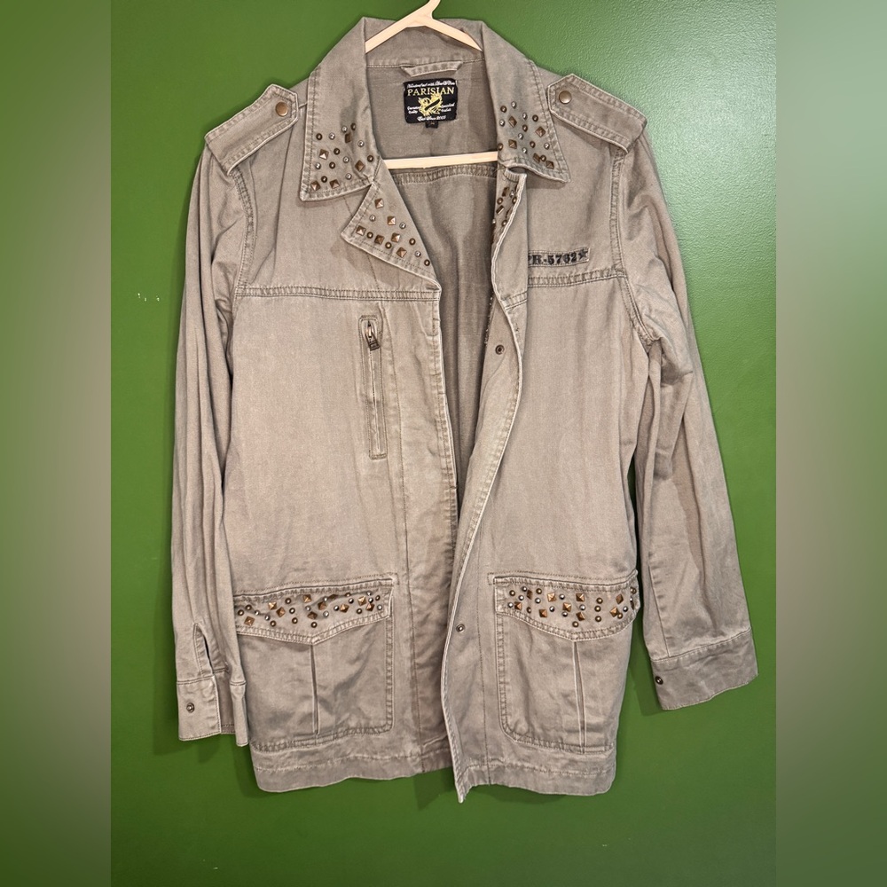 Parisian Works Light Taupe Studded Utility Jacket